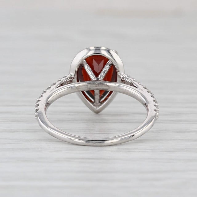 2.42ctw Pear Garnet Diamond Halo Ring 14k White Gold Size 6 For Sale - Image 4 of 8