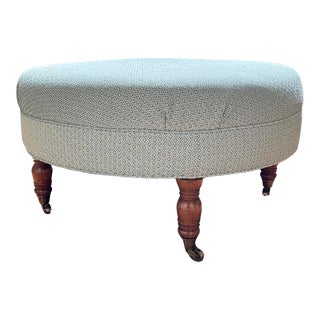 Custom Upholstered Round Ottoman For Sale
