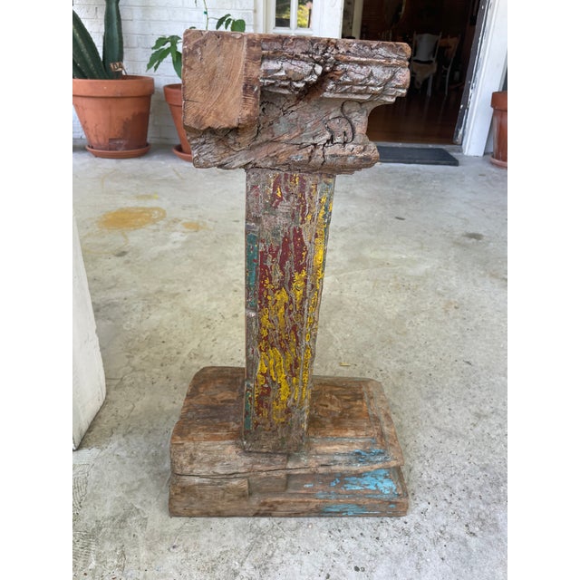 1980s Vintage 1980s Architectural Carved Wood Plant Stand Pedestal For Sale - Image 5 of 12