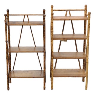 Pair of Early 20th Century Graduated Bamboo Etageres Shelves For Sale