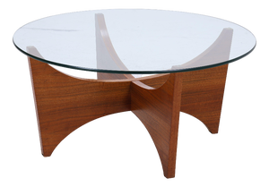 Vintage Glass Coffee Table in Teak, 1960s