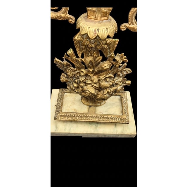 English Antique Solid Brass Girandole Candelabra For Sale - Image 3 of 3