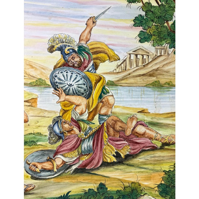 Italian Large Vintage Hand Painted Italian Majolica Pottery Charger Dish Plate 20 Inches For Sale - Image 3 of 12