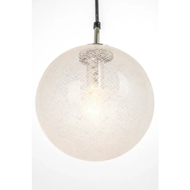 1970s Small Chrome and Glass Ball Pendants from Limburg, Germany, 1970s For Sale - Image 5 of 11