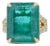 Vivid Green Emerald Shape Step Cut Emerald Diamond Cocktail Ring, Size 6.5 For Sale
