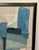 Mod-Century Modern Abstract Blue and Cream Painting For Sale - Image 4 of 6