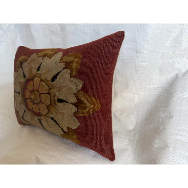 French 18th Century French Aubusson Floral Tapestry Pillow For Sale - Image 3 of 7