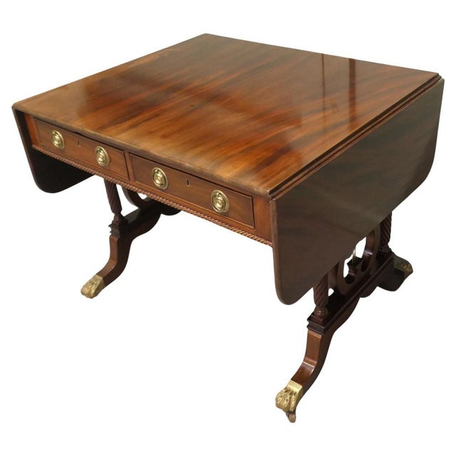 Brown Regency Lyre Ended Side Table For Sale - Image 8 of 8