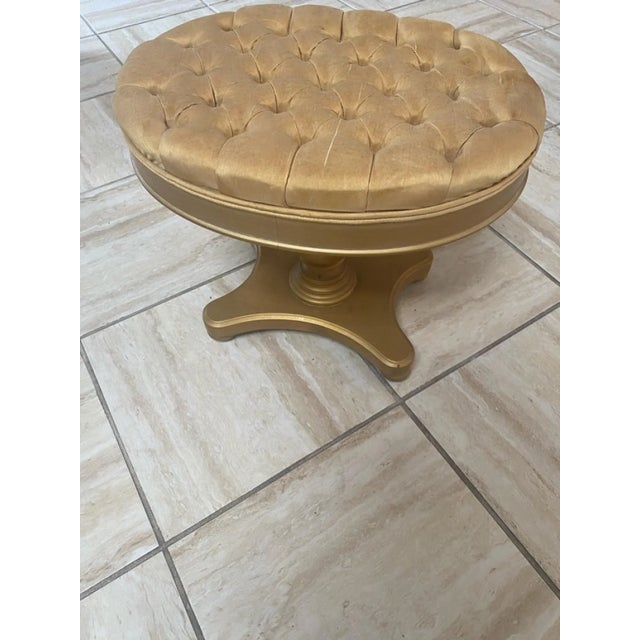 1960s Hollywood Regency Button Tufted Stools - A Pair For Sale In Philadelphia - Image 6 of 9
