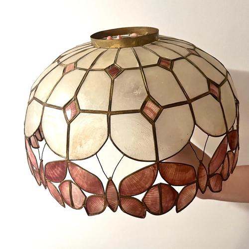 Vintage Capiz Lampshade with Butterfly Detailing For Sale - Image 4 of 13