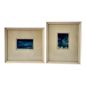Mid 20th Century Framed Silk Engraving of Nuremberg After Ernst Geissendorfer - Set of 2