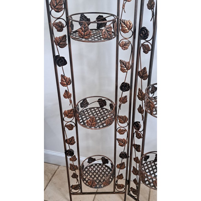 VTG Italian Gold Metal Grape Vine Folding Planter 3 Dividers Hollywood Regency For Sale - Image 10 of 17