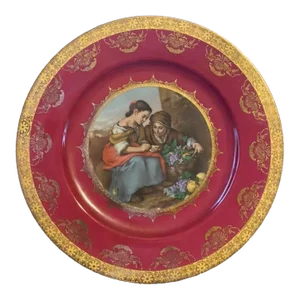 1920s West Germany Jkw Plate Red With Gold Trim