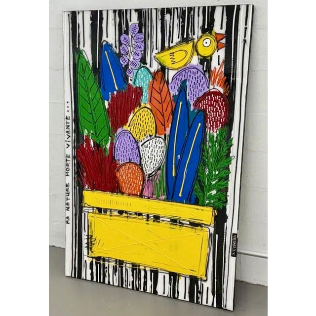 Contemporary David Ferreira, Large David Ferreira Whimsical Naive French Contemporary Outsider Painting For Sale - Image 3 of 8