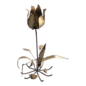 1970s Brutalist Metal Brass Flower Art Sculpture