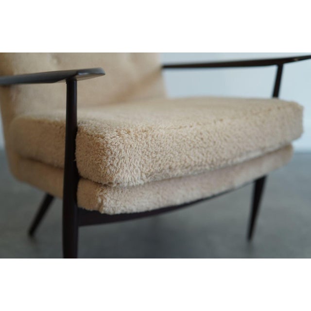 Wood Pair of Sculptural Lounge Chairs in Teddy Wool, Circa 1970s For Sale - Image 7 of 8