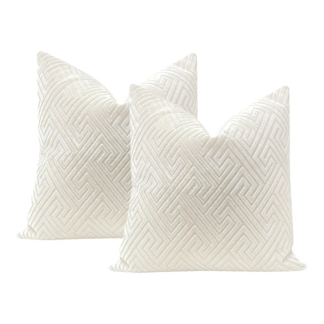 Not Yet Made - Made To Order 20" Alabaster Roman Cut Velvet Pillows - a Pair For Sale - Image 5 of 5