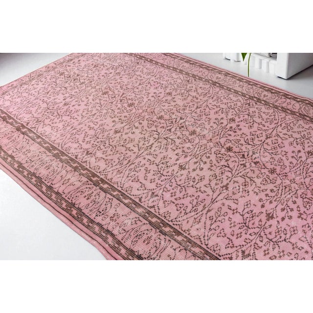 Mid 20th Century Pink Tribal Handknotted Wool Carpet For Sale - Image 4 of 10