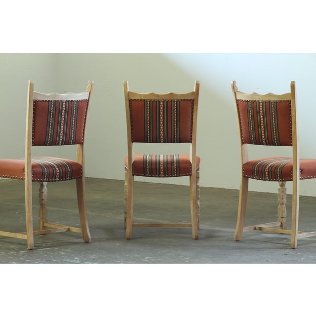 Vintage Scandinavian Oak Dining Chairs with Upholstery, 1970s, Set of 4 For Sale - Image 11 of 18