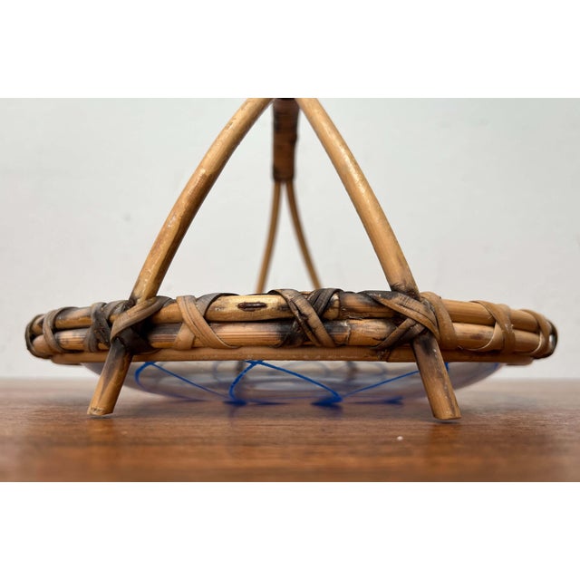 Mid-Century Modern Rattan and Glass Bowl, 1960s For Sale - Image 10 of 18