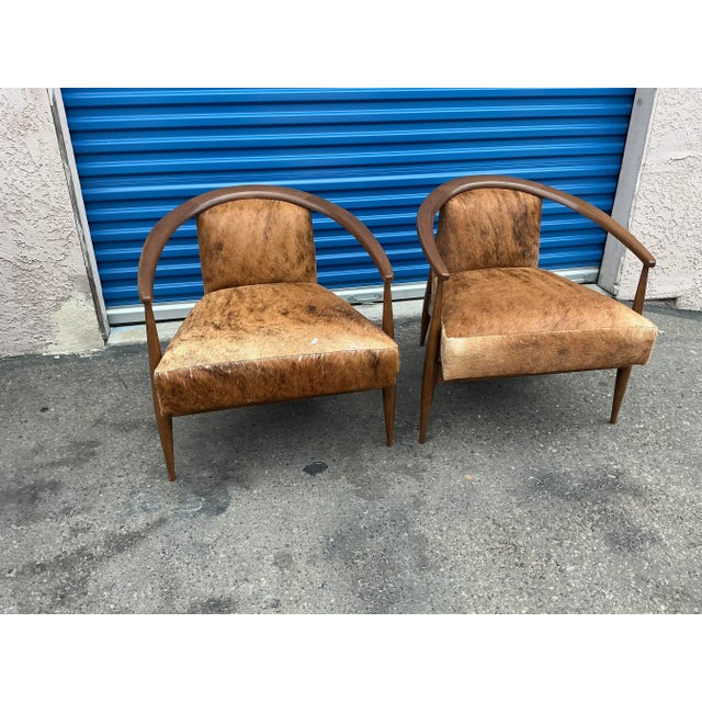 Mid Century Modern Pair of Lounge Chairs in Cowhide For Sale In San Diego - Image 6 of 11
