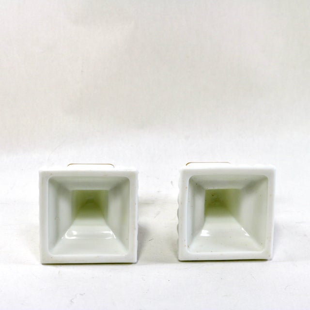 Mid-20th Century Westmoreland Hand-Painted Milk Glass "Roses & Bows" Candlestick Holders - A Pair For Sale In Cincinnati - Image 6 of 10