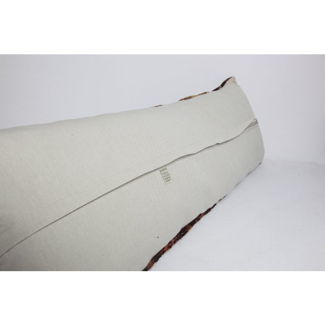 Antique Caucasian Tribal Handwoven Wool Lumbar Pillow Cuhion -16'' X 42'' For Sale - Image 13 of 13