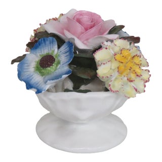 Cotsworld English Bone China Floral Arrangement Pedestal Bowl Figurine 5053b For Sale
