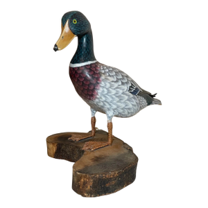 Vintage Lifesize Hand Carved Wood Folk Art Mallard Duck Decoy Sculpture Statue