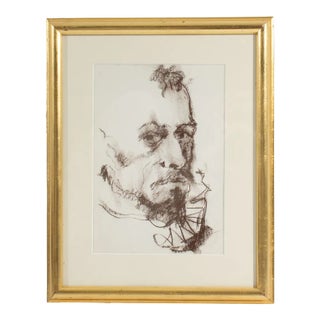 1960s Charcoal Portrait Drawing by James L. Bruch For Sale