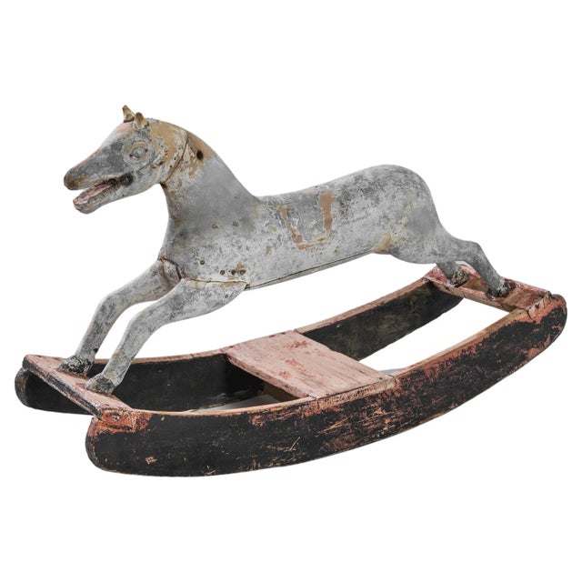 Wood Antique Scandinavian Wooden Rocking Horse For Sale - Image 7 of 7