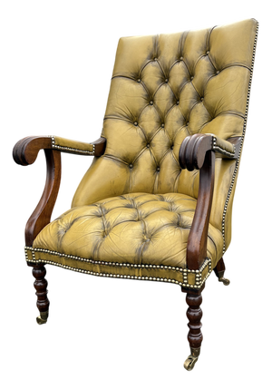 Victorian Style Leather Button-Back Armchair