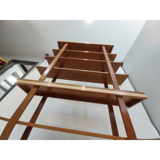 Cherry Bookcase With Curly Maple Accent - 54" For Sale - Image 9 of 10