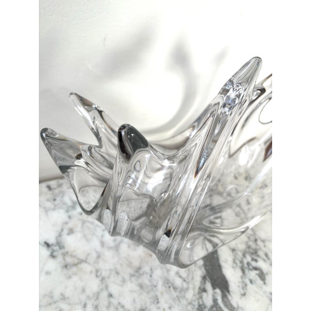 Gorgeous large French mid-century modern crystal centerpiece bowl by Vannes France