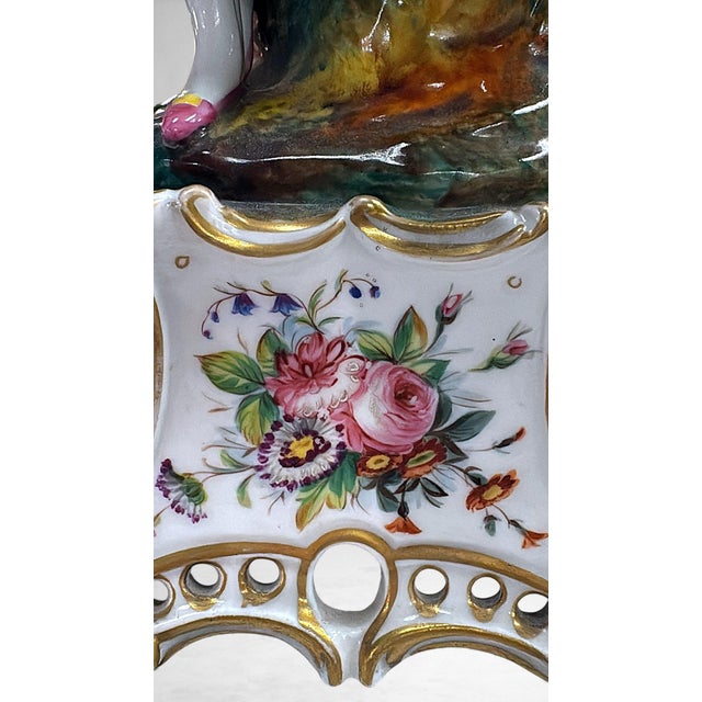 Blue Mid 19th Century Napoléon III Style French Polychrome Porcelain Figurine by Porcelaine De Paris For Sale - Image 8 of 18