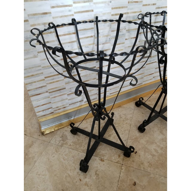 Final Markdown MidCentury Wrought Iron Basket Planters With Liners