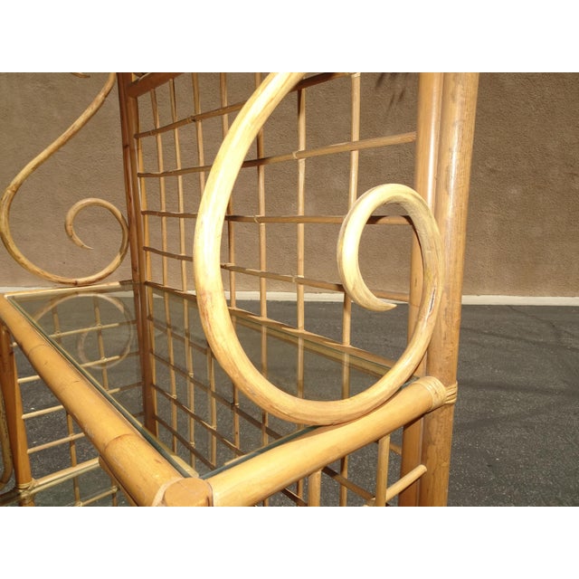 Vintage Bamboo Etagere Three Shelves W Glass Bakers Rack ~ Coastal For Sale - Image 9 of 12