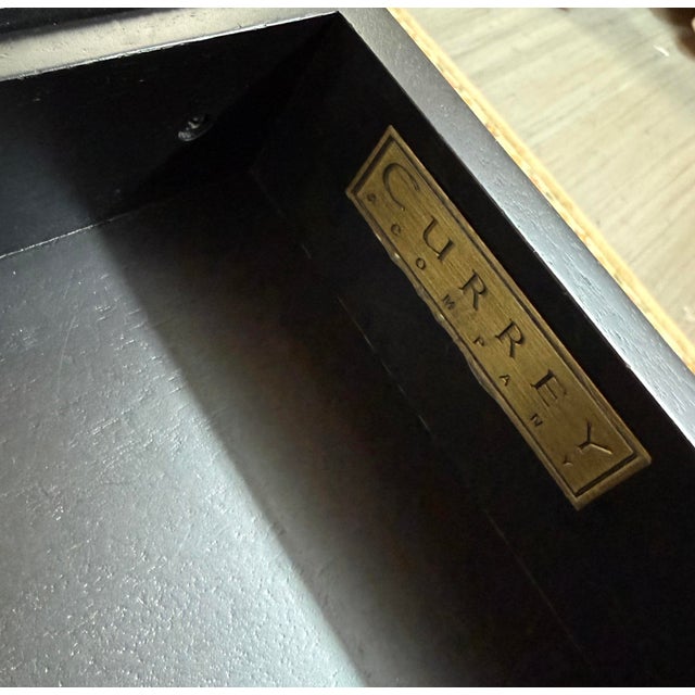 Currey & Company Faux Shagreen + Brass Console Table For Sale - Image 12 of 12