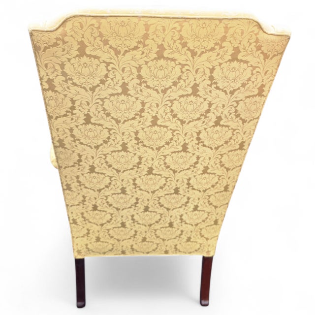 Yellow Vintage Queen Anne High Wingback Armchair For Sale - Image 8 of 14