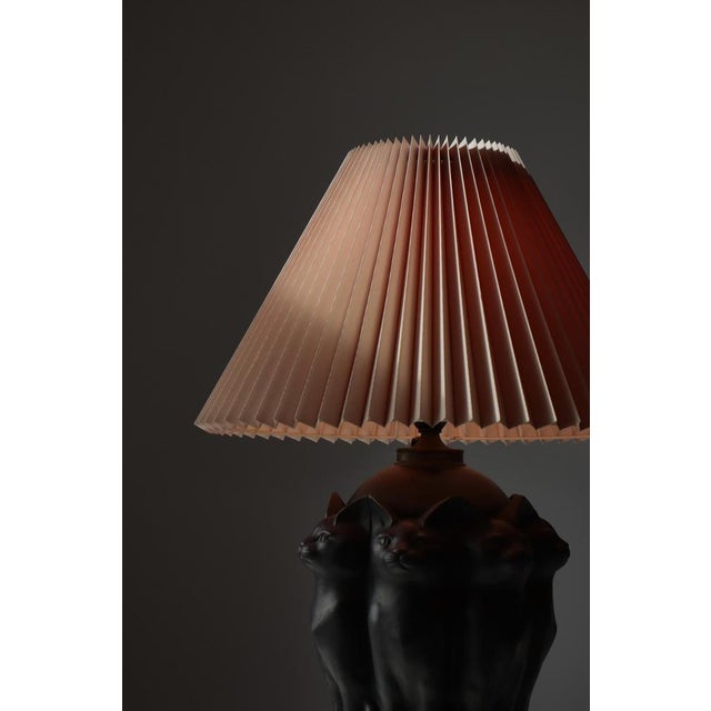 Large Art Nouveau Danish Table in Black Terracotta with Cats by L. Hjort, 1910s For Sale - Image 6 of 16