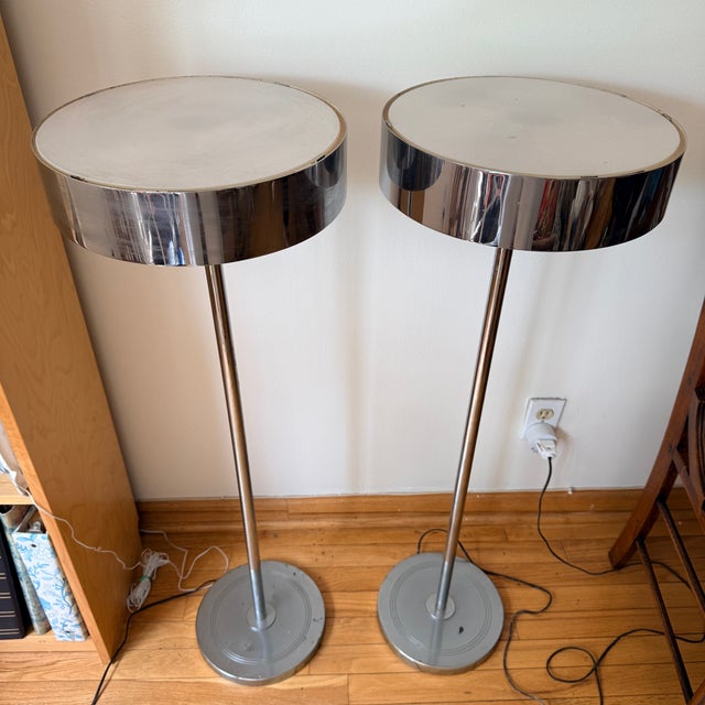 Chrome 1960s Chrome Floor Lamps - a Pair For Sale - Image 8 of 12