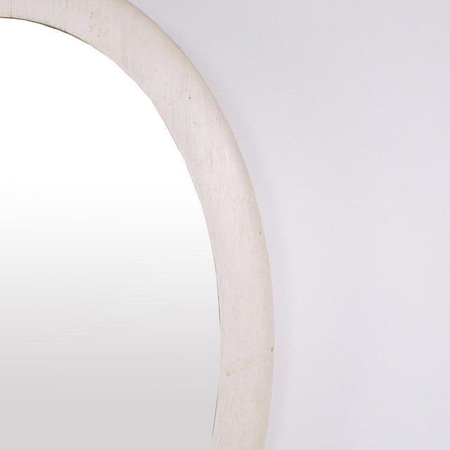 Oval White Painted Mirror with Wooden Frame, 1940s For Sale - Image 4 of 7