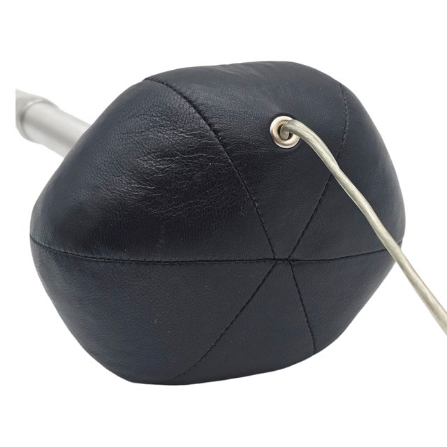 Animal Skin Pablo Pardo 1990s Postmodern Piccola Lamp in Black Leather and Aluminum For Sale - Image 7 of 9