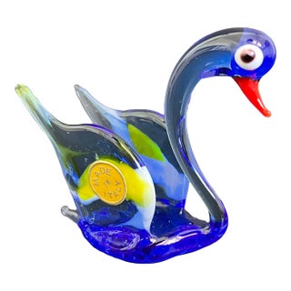 Vintage Lampwork Murano Art Glass Swan For Sale