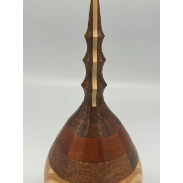 Hand Carved Marquetry Inlay Pear Shaped Vessel With Lid For Sale - Image 9 of 9