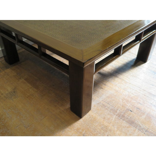 Late 20th Century 20th Century Asian Rattan Top Low Coffee Table For Sale - Image 5 of 9