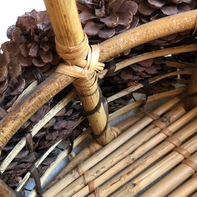 Wood Rustic Adirondack Pine Cone Basket For Sale - Image 7 of 13