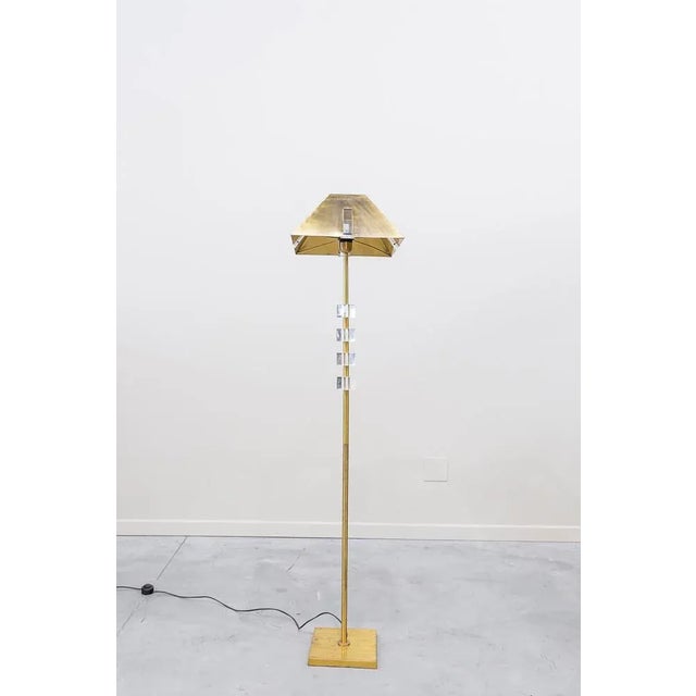 Gold French Brass and Methacrylate Floor Lamp, 1980s For Sale - Image 8 of 8