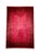 Authentic hand-knotted Persian rug featuring a classic repeating gul (Bokhara-style) pattern in rich crimson red with dark...