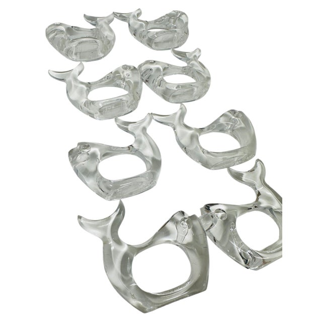 Nautical Vintage Mid Century Modern Bijan Lucite Fish Napkin Rings - Set of 8 For Sale - Image 3 of 8